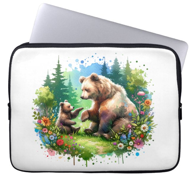 Capa Para Notebook Urso e Cubo de Aquarela Cócitos (Frente)