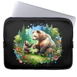 Capa Para Notebook Urso e Cubo de Aquarela Cócitos