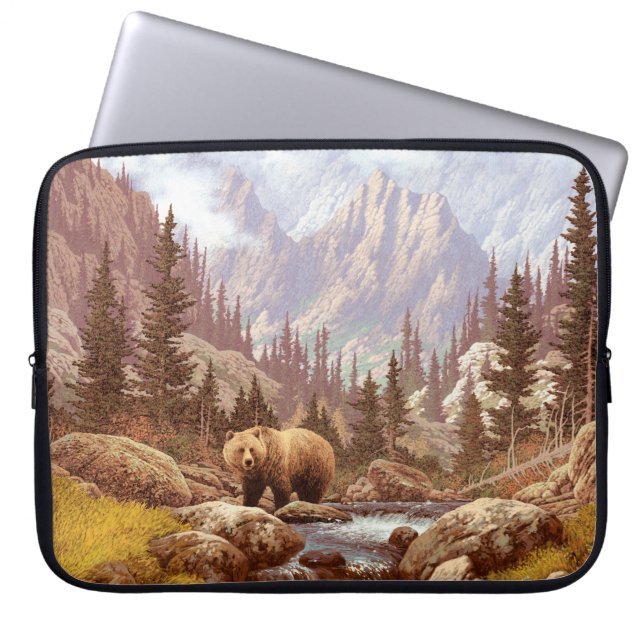 Capa Para Notebook Urso Grizzly nas Montanhas Rochosas/Urso AF-006g (Frente)