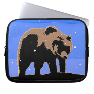 Capa Para Notebook Urso Grizzly no inverno - Arte original sobre a vi