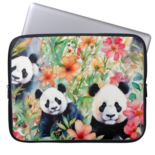 Capa Para Notebook Urso Panda de Aquarela (Frente)