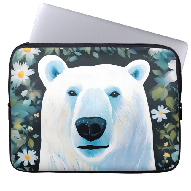 Capa Para Notebook Urso Polar Floral (Frente)