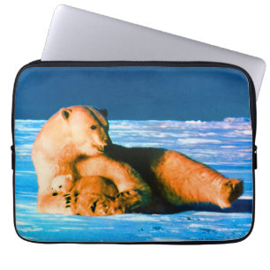 Capa Para Notebook Urso polar mãe vintage EUA Alasca