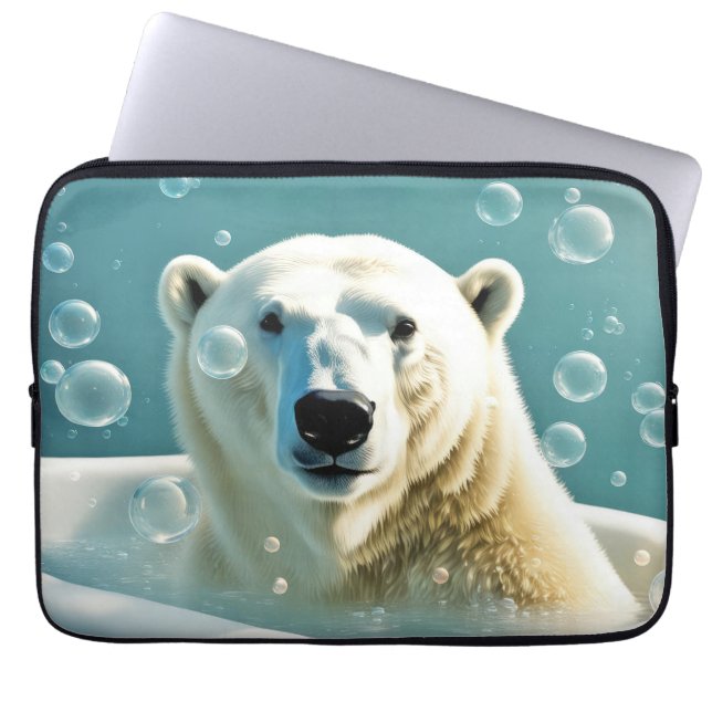 Capa Para Notebook Urso Polar Na Banheira De Bolhas (Frente)