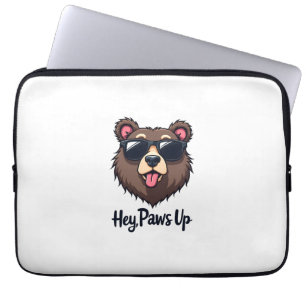 Capa Para Notebook Urso Vintage Hey Paws Up com Óculos de Sol Cachorr