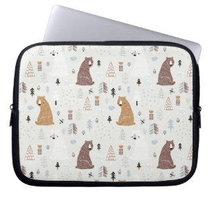 Capa Para Notebook Ursos Bonitos no Padrão Florestal