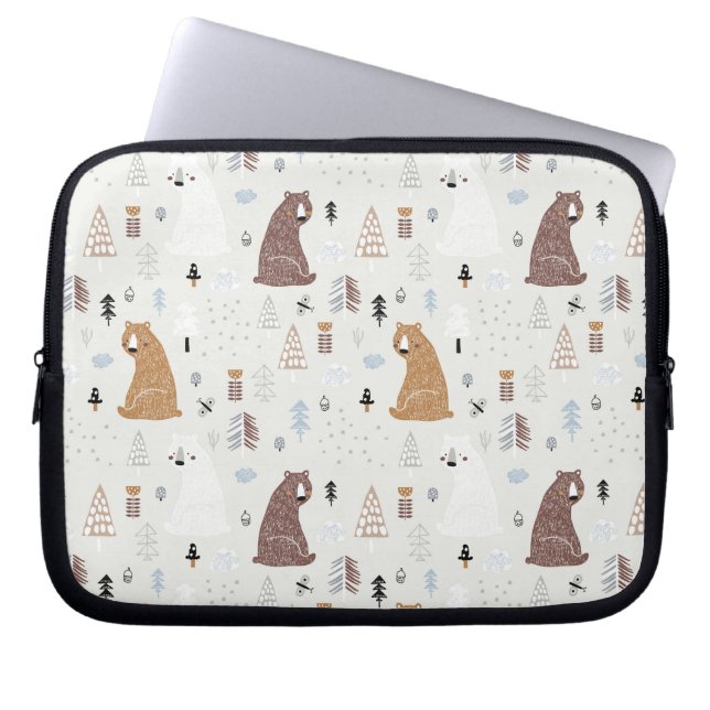 Capa Para Notebook Ursos Bonitos no Padrão Florestal (Frente)