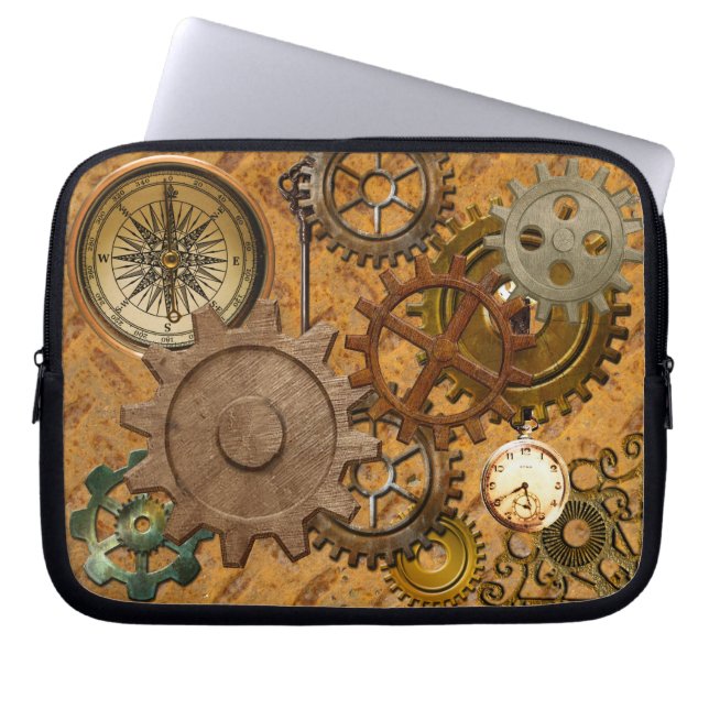 Capa Para Notebook Ursos de Steampunk na Design da chapa de metal (Frente)