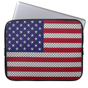 Capa Para Notebook US Flag on Carbon Fiber Style Decor Print