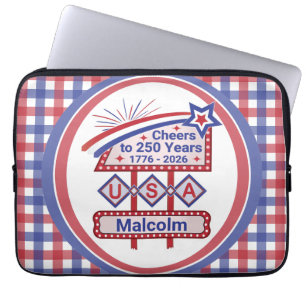 Capa Para Notebook USA 250 Personalizado - Marquee Retro Patriótico