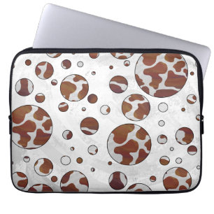 Capa Para Notebook Vaca Brown das bolinhas e impressão branco