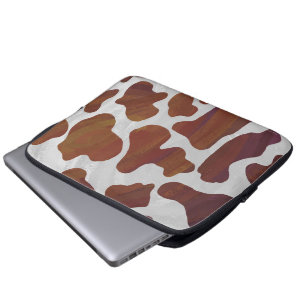 Capa Para Notebook Vaca Castanho e Impressão Branco