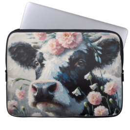 Capa Para Notebook Vaca de Holstein em Pintura de Fazendas