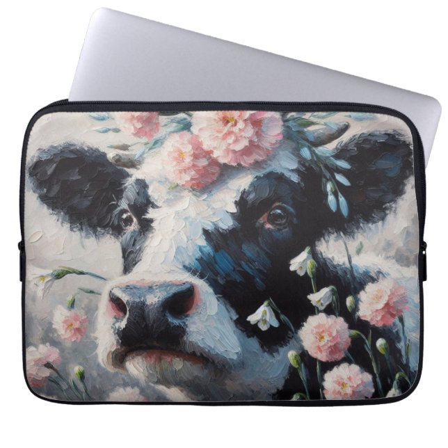 Capa Para Notebook Vaca de Holstein em Pintura de Fazendas (Frente)