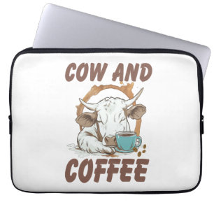 Capa Para Notebook Vaca e café, garota ocidental engraçada