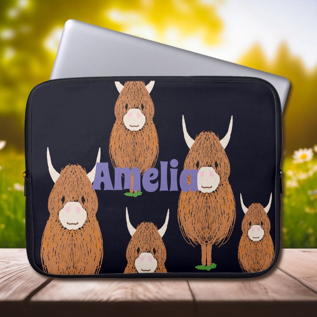 Capa Para Notebook Vaca Highland do Monograma Divertida (Criador carregado)