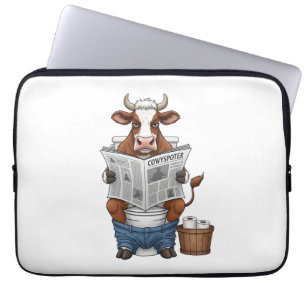 Capa Para Notebook Vaca no Banheiro PNG, Animal de Fazenda Engraçado