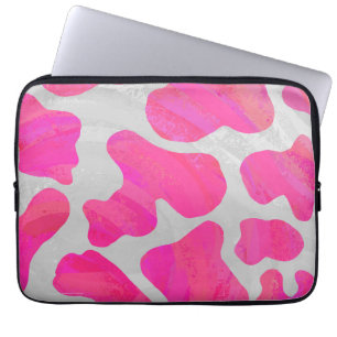 Capa Para Notebook Vaca rosa quente e Impressão branco