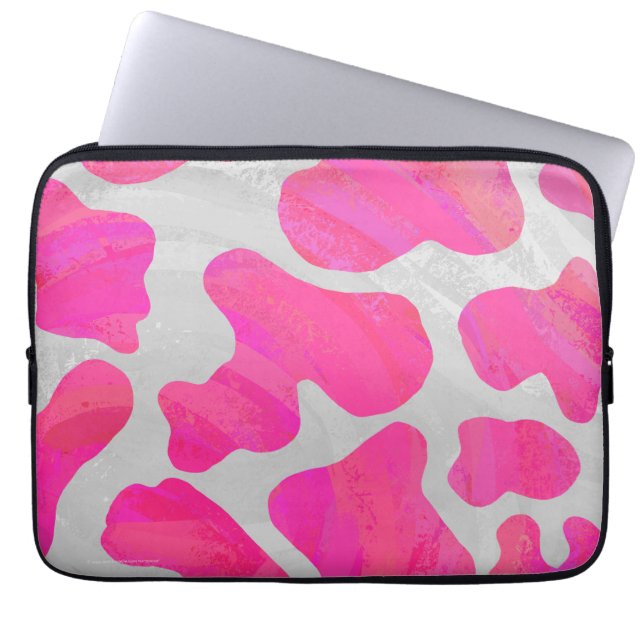 Capa Para Notebook Vaca rosa quente e Impressão branco (Frente)