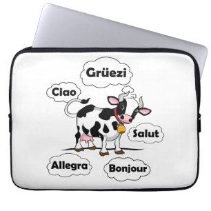 Capa Para Notebook Vaca suíça Grüezi Bonjour Ciao Suiça