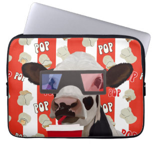 Capa Para Notebook Vaca Whimsical Retro Popcorn Divertida - Stripes V
