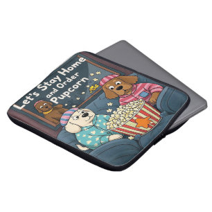 Capa Para Notebook Vamos ficar em casa e pedir cães de animação da Pu