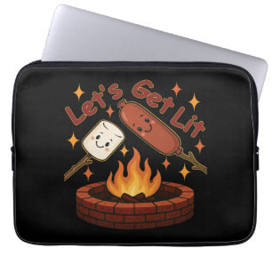 Capa Para Notebook Vamos nos soltar no fogos - Marshmallow e cachorro