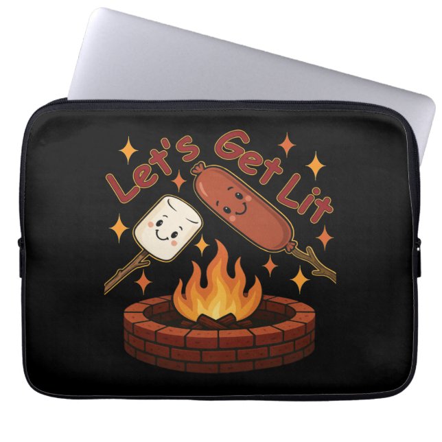 Capa Para Notebook Vamos nos soltar no fogos - Marshmallow e cachorro (Frente)