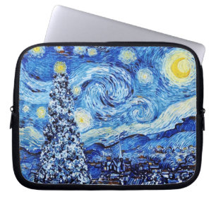 Capa Para Notebook Van Gogh - A Noite Estrelada - Natal Branco