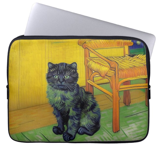 Capa Para Notebook Van Gogh Black Cat (Frente)