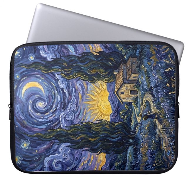 Capa Para Notebook Van Gogh Style Cypress Dusk Midnight Moon Vertical (Frente)