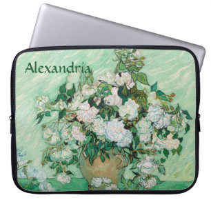 Capa Para Notebook Van Gogh Vase com Rosas Rosa Vintage Arte Flor