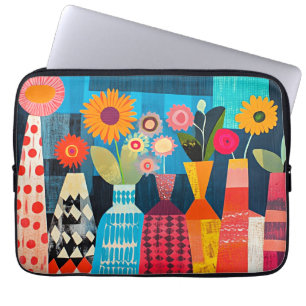 Capa Para Notebook Vaso de Flores Abstrato Moderno,