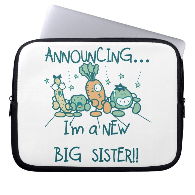 Capa Para Notebook Veggies Engraçados Nova Irmã (Frente)