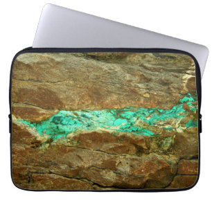 Capa Para Notebook Veia natural de turquesa na pedra marrom áspera