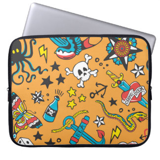 Capa Para Notebook Velha Tatuagem Escolar: Bonita Sem Costura