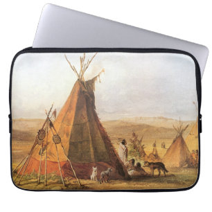 Capa Para Notebook Velho Oeste Americano, Teepees na Planície por Bod