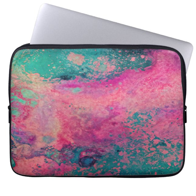 Capa Para Notebook “Vellum Etéreo” – Abstrato Rosa Azul Turquesa    (Frente)