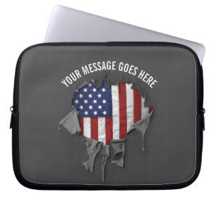 Capa Para Notebook Venda de Laptop de bandeira americana rasgada, ras