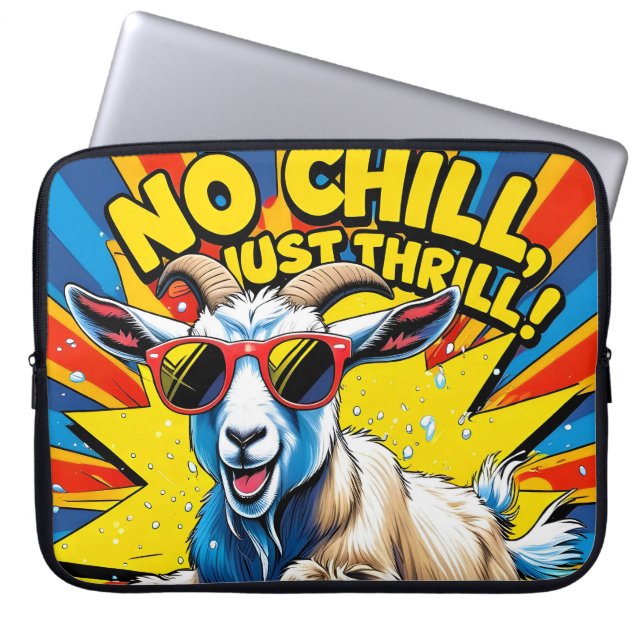 Capa Para Notebook Verão Retro de Cabra Selvagem na Piscina (Frente)