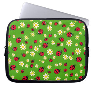 Capa Para Notebook verde bonito do teste padrão de flor do joaninha