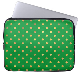 Capa Para Notebook Verde com pontos brilhantes Dourados
