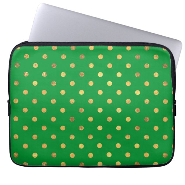 Capa Para Notebook Verde com pontos brilhantes Dourados (Frente)
