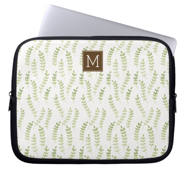 Capa Para Notebook Verde Folhas Monograma (Frente)