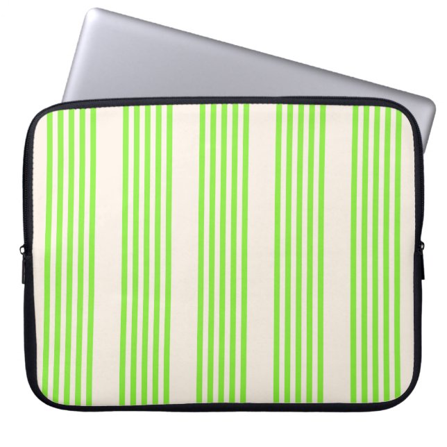 Capa Para Notebook Verde limão e bege cinco faixas (Frente)