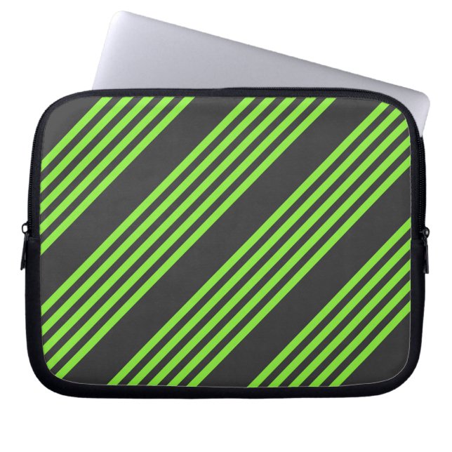 Capa Para Notebook Verde limão e carvão de cinco faixas (Frente)