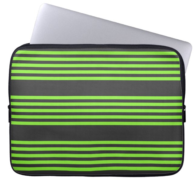 Capa Para Notebook Verde limão e carvão de cinco faixas (Frente)