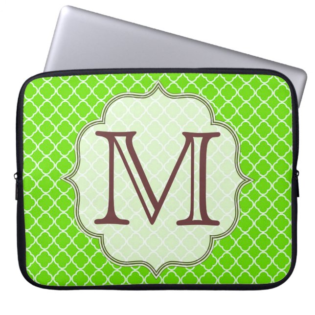 Capa Para Notebook Verde limão Triterfoil Monograma Laptop de 15 pole (Frente)