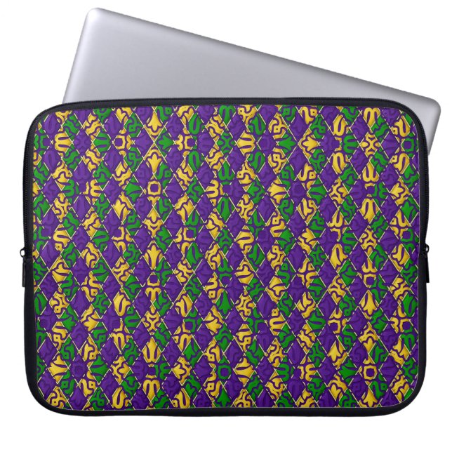 CAPA PARA NOTEBOOK VERDE PURPLE AMARELO BRANCO MARDI GRAS FLEUR DI LI (Frente)