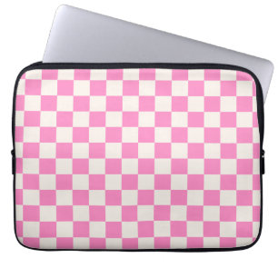 Capa Para Notebook Verificação rosa, padrão da placa de xadrez, ve